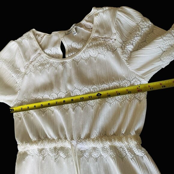 Soft Girl Coquette Lace Top Beach Sz M Fairy Y2K White Vacation Travel Keyhole - Picture 10 of 16